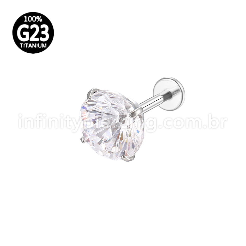 Piercing Labret Titânio Ponto De Luz Zircônia Colorida
