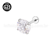 Piercing Labret Titânio Ponto De Luz Zircônia Colorida