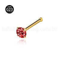 Piercing Nostril Reto Titânio Zircônia Redonda