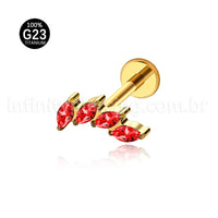 Piercing Labret Titânio Folhas Zircônia