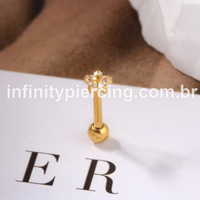 Piercing Barbell Aço Cirúrgico Flor Zircônia