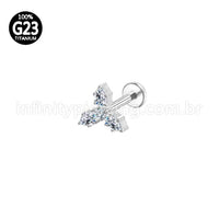 Piercing Labret Titânio 4 Zircônia Cravejada