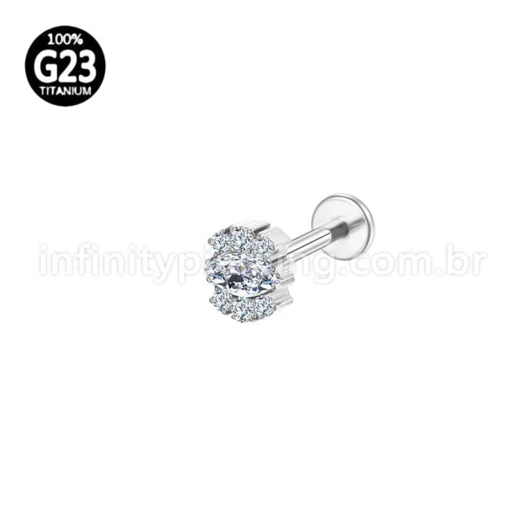 Piercing Labret Titânio 7 Zircônias
