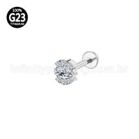 Piercing Labret Titânio 7 Zircônias