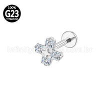 Piercing Labret Titânio X 4 Zircônias