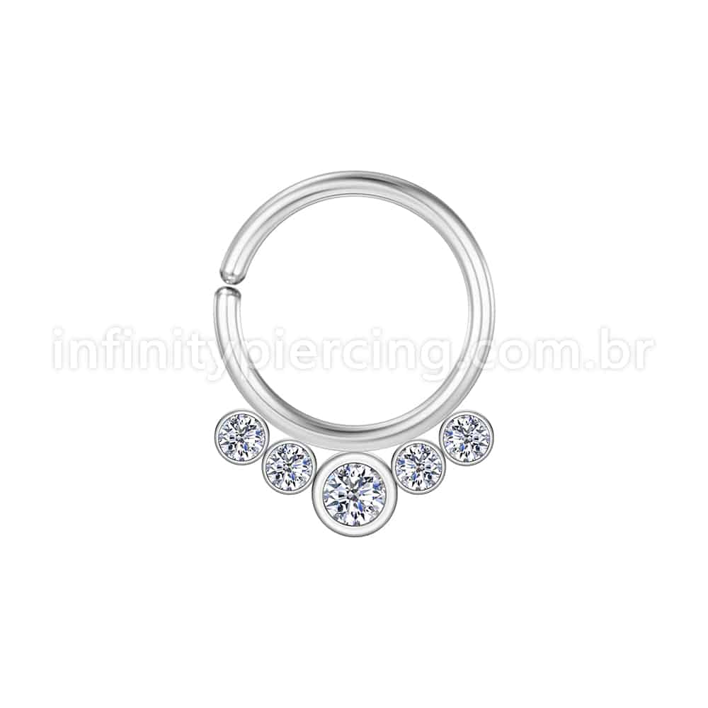 Piercing Argola Aço Cirúrgico Indiano Zircônia
