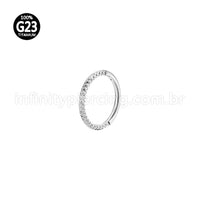 Piercing Argola Titânio Segmento Articulado Detalhada/Zircônia