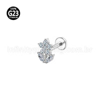 Piercing Labret Titânio Flor Zircônia Cravejada