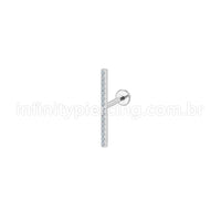 Piercing Labret Aço Cirúrgico Barra 20Mm Zircônia Cravejada