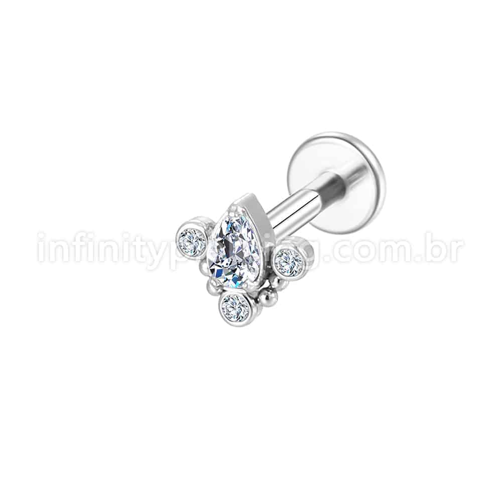 Piercing Labret Aço Cirúrgico Indiano  Zircônia Cravada