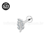 Piercing Labret Titânio Mini Folha Zircônia
