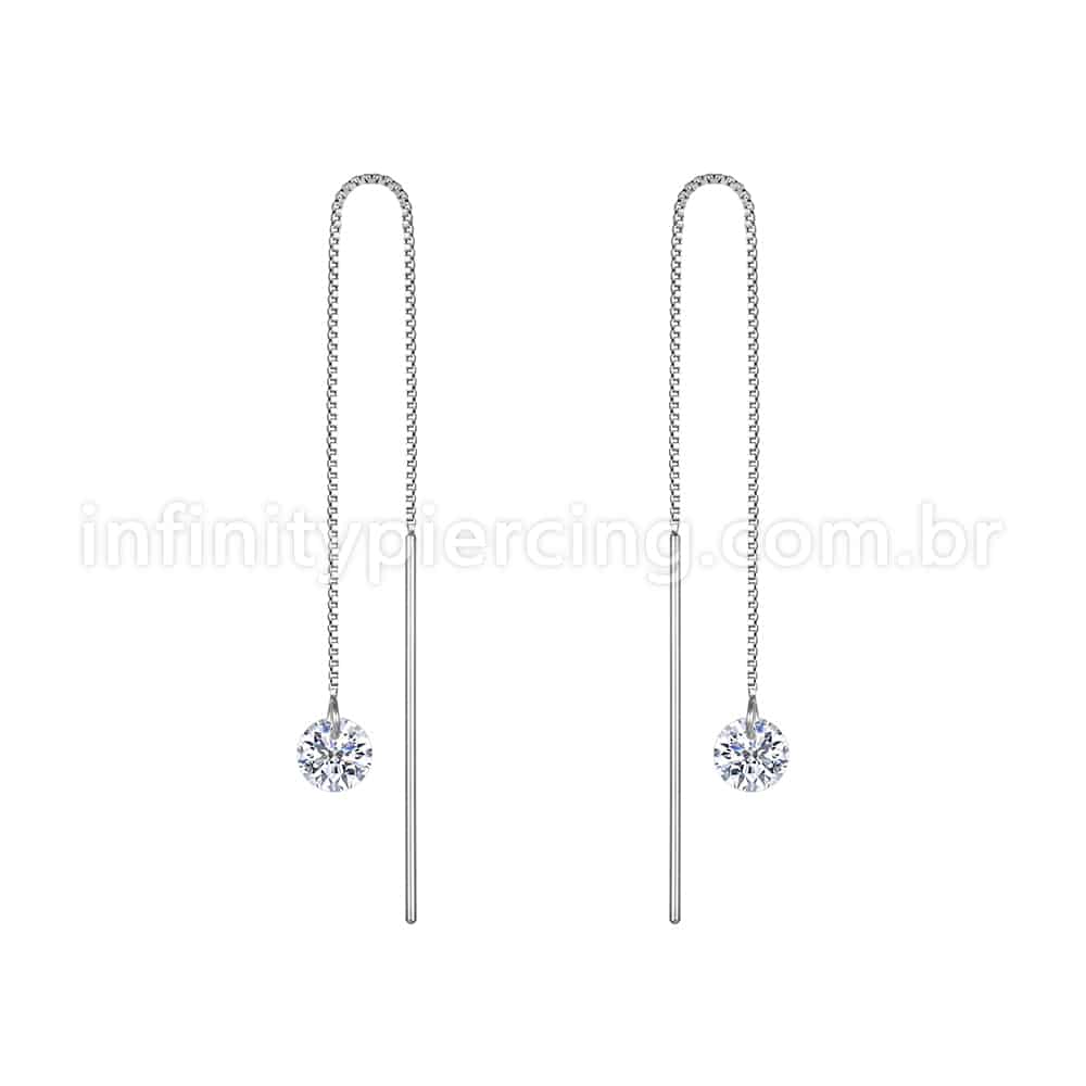 Piercing Palitinho Corrente Aço Cirúrgico Zircônia Redonda