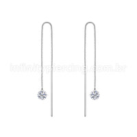 Piercing Palitinho Corrente Aço Cirúrgico Zircônia Redonda