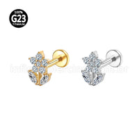 Piercing Labret Titânio Flor Zircônia Cravejada