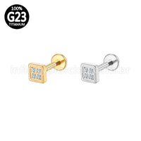 Piercing Labret Titânio Quadrado Com 4 Mini Zircônia