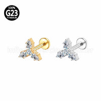 Piercing Labret Titânio 4 Zircônia Cravejada