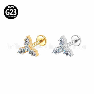 Piercing Labret Titânio 4 Zircônia Cravejada