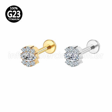 Piercing Labret Titânio 7 Zircônias