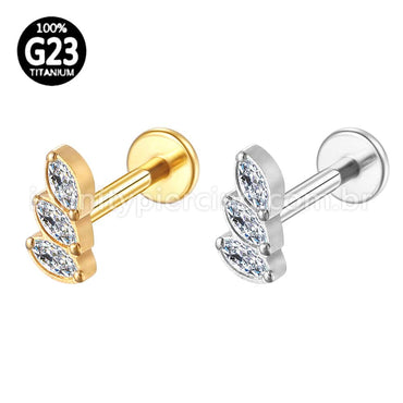 Piercing Labret Titânio 3 Pedras Zircônia Cravejada