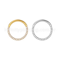 Piercing Argola Aço Cirúrgico Segmento Articulado Detalhada/Zircônia
