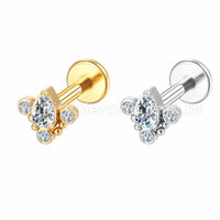 Piercing Labret Aço Cirúrgico Indiano  Zircônia Cravada