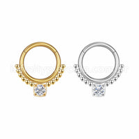 Piercing Argola Aço Cirúrgico Segmento Articulado Bolinhas Zircônia Quadrada Cravejada