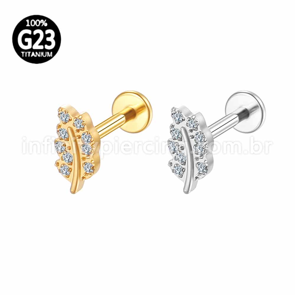 Piercing Labret Titânio Mini Folha Zircônia