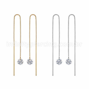 Piercing Palitinho Corrente Aço Cirúrgico Zircônia Redonda