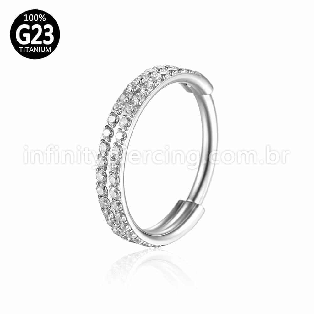 Piercing Argola Segmento Articulado Titânio Zircônia 2 Fileiras Lateral