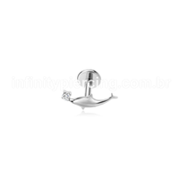 Piercing Labret Aço Cirúrgico Golfinho Zircônia