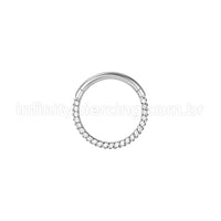 Piercing Argola Aço Cirúrgico Segmento Articulado Detalhada/Zircônia