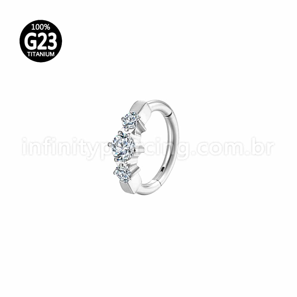 Piercing Argola Titânio Segmento Articulado Redondo Zircônias Cravejadas