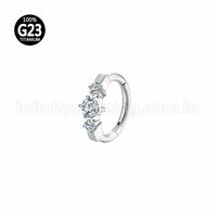 Piercing Argola Titânio Segmento Articulado Redondo Zircônias Cravejadas
