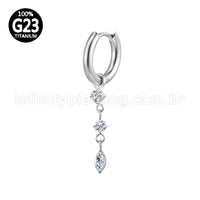 Piercing Argola Titânio Com Pingente Zircônia Cravejada