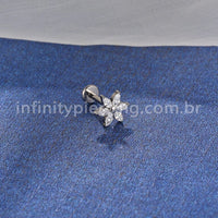 Piercing Labret Titânio Flor Zircônia Cravejada
