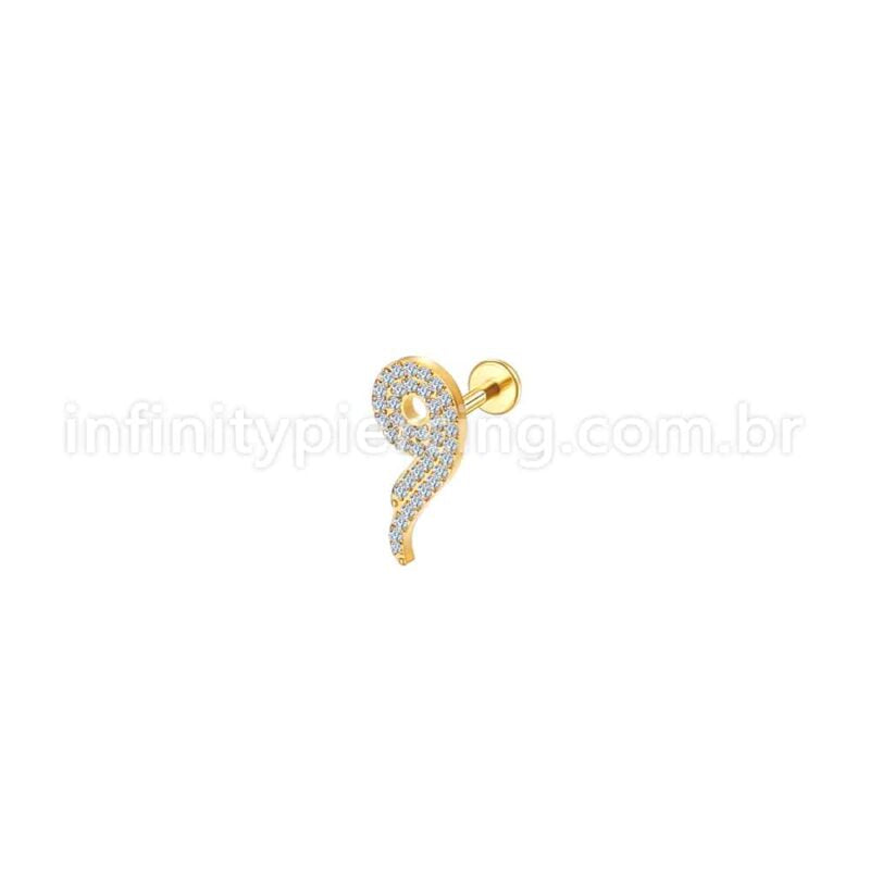 Piercing Labret Aço Cirúrgico Com Zircônia Cravejada