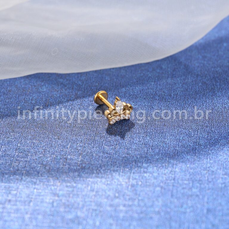Piercing Labret Titânio Coroa Zircônia