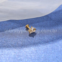Piercing Labret Titânio Coroa Zircônia