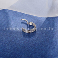 Piercing Argola Titânio Segmento Articulado Lisa/Zircônia Cravejada