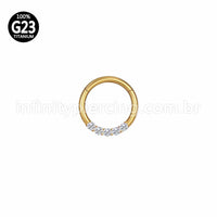 Piercing Argola Titânio Segmento Articulado 5 Pedras Zircônia