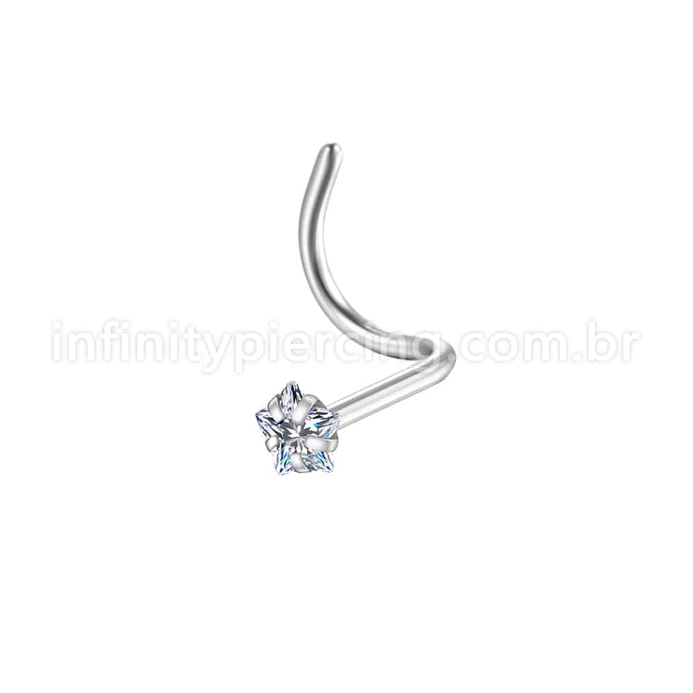 Piercing Nostril Aço Cirúrgico Cravejada Estrela