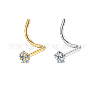 Piercing Nostril Aço Cirúrgico Cravejada Estrela