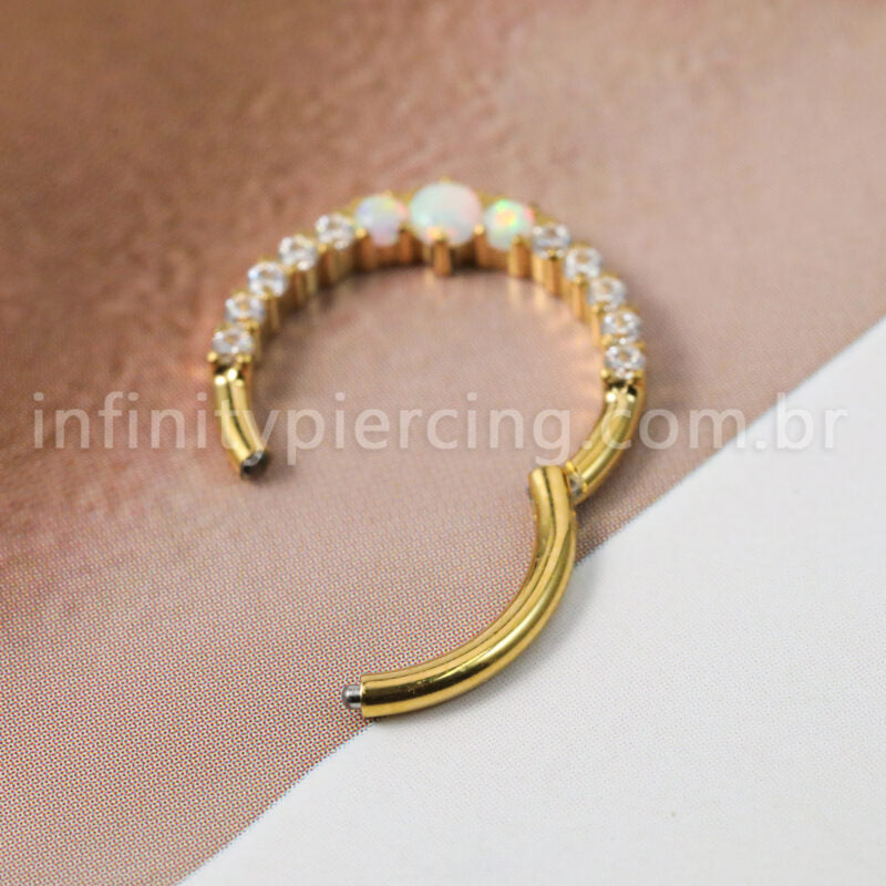 Piercing Argola Titânio Segmento Articulado Zircônia Cravejada Frontal