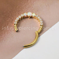 Piercing Argola Titânio Segmento Articulado Zircônia Cravejada Frontal