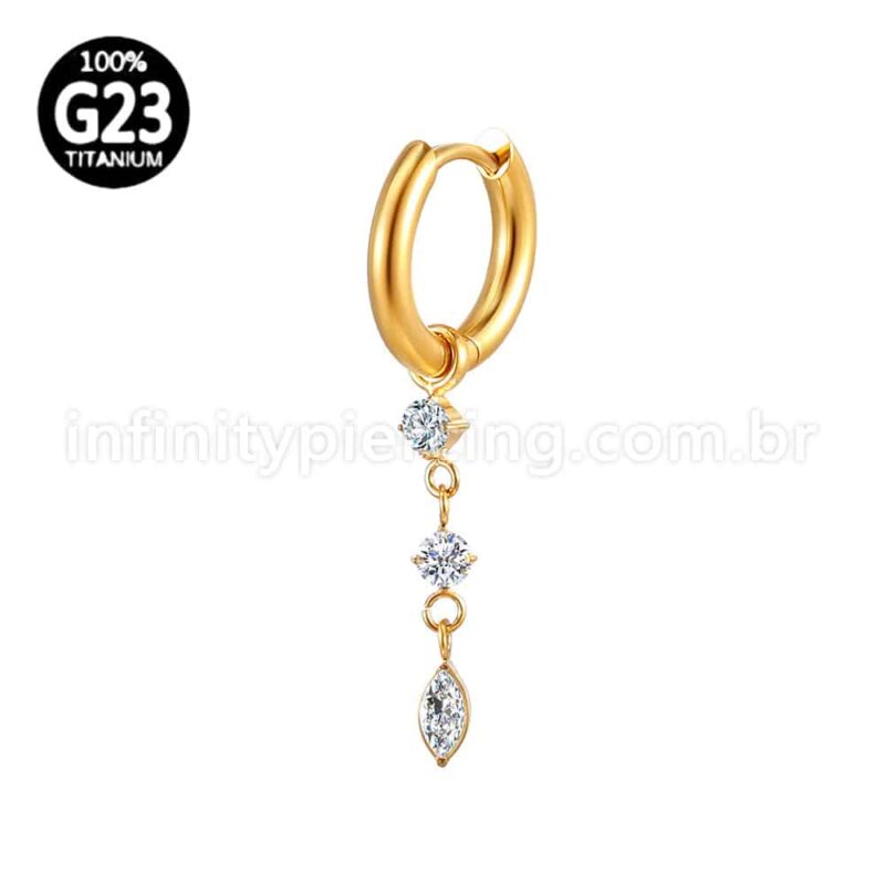 Piercing Argola Titânio Com Pingente Zircônia Cravejada