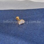 Piercing Labret Titânio Coroa Zircônia