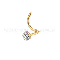 Piercing Nostril Aço Cirúrgico Zircônia Cravejada Coração