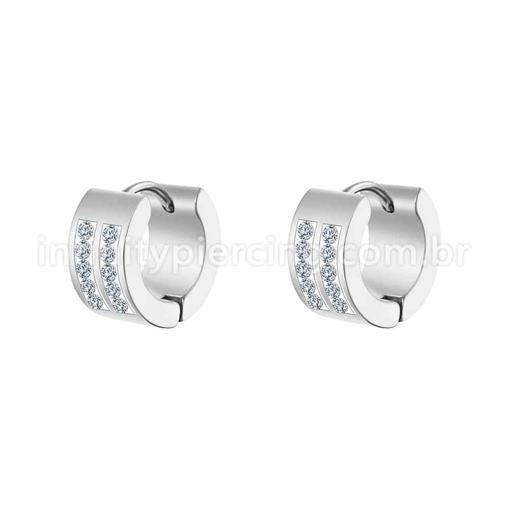 Argola Aço Inoxidável Strass