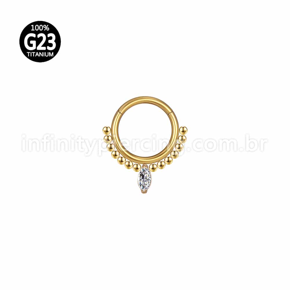 Piercing Argola Titânio Segmento Articulado Indiano Zircônia Cravejada