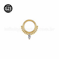 Piercing Argola Titânio Segmento Articulado Indiano Zircônia Cravejada